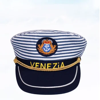 1 шт. морская капитанская шляпа в синюю полоску, косплей, стиль капитанской шляпы для взрослых (регулируется для детей 54 см)
