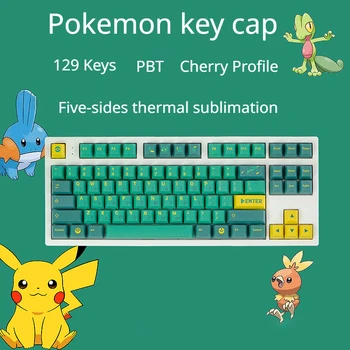 129 клавишных колпачков GMK Pokemon Colorway с вишневым профилем для настройки механической клавиатуры PBT Со специальными обозначениями Dual Legends