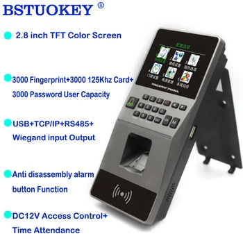 2,8 дюйма 125 кГц RFID Биометрический отпечаток пальца Для контроля посещаемости Клавиатура контроля доступа USB-Регистратор времени Wiegan