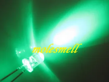200шт 5 мм ультра ярких светодиодных ламп зеленого цвета бесплатно, резисторы 5 мм, прозрачная вода, круглый зеленый светодиод