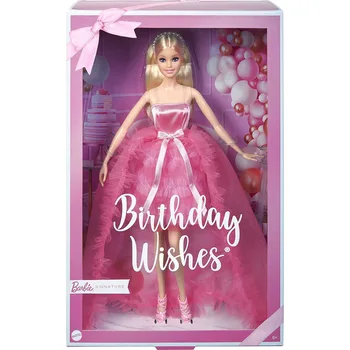 2023 Кукла Барби с пожеланиями ко дню рождения Блондинка в розовом платье из атласа и тюля Модные предметы коллекционирования для детских игрушек