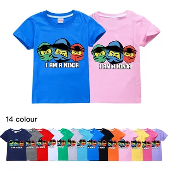 2023 Новая короткая футболка NINJA KIDZ Для мальчиков и девочек, Летние Хлопковые Детские Топы, Футболки с рисунком из мультфильма, Забавная Детская футболка в стиле Харадзюку с круглым вырезом