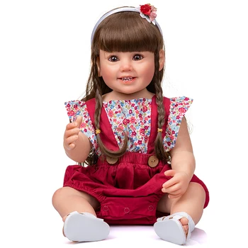 55 см Полная Мягкая Силиконовая кукла Reborn Baby Girl Cammi Smile Младенческая Мягкая На Ощупь Ручная Детальная Роспись Многослойный 3D вид