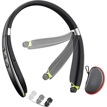 Bluetooth-гарнитура с шейным ободком Складные Беспроводные Наушники Выдвижные Вкладыши С шумоподавлением Hi-Fi Стерео С микрофоном и чехлом для переноски