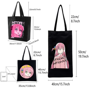 BOCCHI THE ROCK! Аниме Женская холщовая сумка для покупок Hitori Gotoh Ijichi Nijika Женская сумка-тоут для девочек, сумки через плечо для покупок