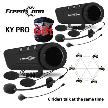 Freedconn KY Pro мотоциклетный домофон Bluetooth шлем гарнитура мотоцикл 6 всадников 1000 м Мото группа водонепроницаемый переговорное устройство