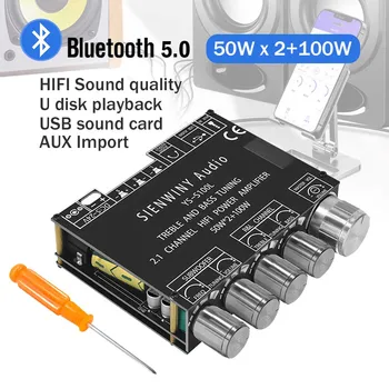 HIFIDIY S100L Bluetooth 5,0 2,1 Канальный Аудио стерео Усилитель сабвуфера Плата 50WX2 + 100 Вт для настройки высоких басовых нот Усилитель
