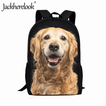Jackherelook Милая Школьная сумка с принтом щенка Золотистого Ретривера, Модная Детская сумка для книг, Школьный рюкзак для мальчиков и Девочек, Сумка для ноутбука для подростков