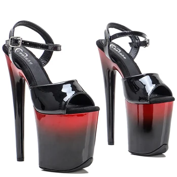 Leecabe Черный с красным стиль босоножки на высоком каблуке 20 см пикантные модельные туфли для танцев на шесте