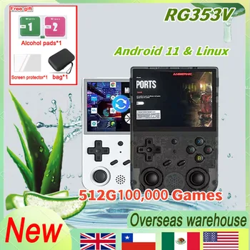 RG353V ANBERNIC Android 11 Linux OS 3,5 ДЮЙМОВ 640*480 Ретро Портативная игровая консоль 512G 80000 Игровая ручка HD Встроенный 20 Симулятор