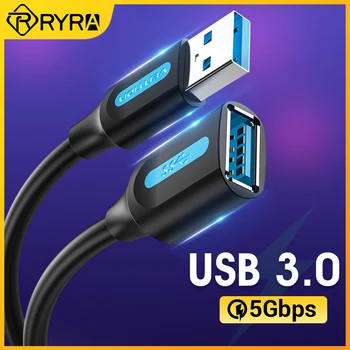 RYRA USB Удлинитель USB 3,0 Кабель для смарт-ноутбука ПК ТВ Xbox One SSD USB 3,0 2,0 Удлинитель шнура Мини-Скоростной кабель