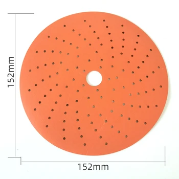 Sandmox 518, Подлинный 6-дюймовый Бархат с круглой спинкой, Оранжевая Пористая Сухая Наждачная бумага 152 мм, Автомобильная полировка атомным пеплом
