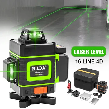 UYANGG 4D 16 линий Зеленых лазерных уровней 360 горизонтальных и вертикальных перекрестных линий С автоматическим самовыравниванием супермощного лазерного луча