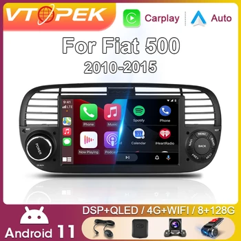 Vtopek Android Автомобильный Радио Мультимедийный плеер для FIAT 500 2010-2015 Встроенный DSP Carplay Авто Стерео GPS Навигация 4G Bluetooth