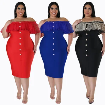 XL-5XL Африканские Платья для Женщин, Летние Элегантные Африканские Платья из Полиэстера с коротким Рукавом, Черные, Красные, Синие Платья длиной до колена, Африканская Одежда