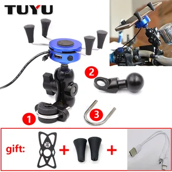Адаптер для порта мотоцикла TUYU с USB-телефоном Алюминиевый кронштейн для велосипеда и мотоцикла 2 в 1 X Кронштейн 3,5-6 