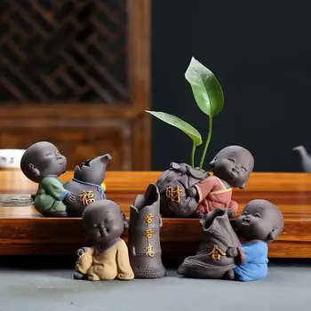 Бесплатная доставка Милый Маленький монах Фиолетовый глиняный чай для домашнего декора Мини-ваза для цветов для посадки воды