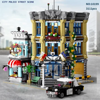 В наличии Модель полицейского участка MOC City Строительные блоки Creative City Super Heros Street View Сборка Кирпичей Игрушки для детского подарка