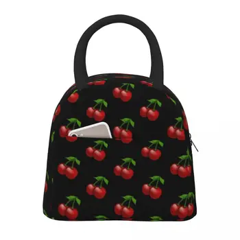 Винтажная сумка для ланча с вишневым принтом, Любитель фруктов, Портативный Ланч-бокс, Мужская офисная сумка-холодильник с принтом, Оксфордская сумка-тоут для отдыха, сумки для еды