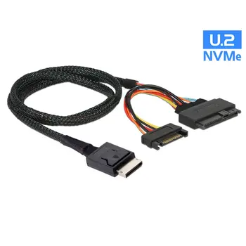 Высокоскоростной кабель Mini SAS Oculink 4i pcle 4.0 sff-8611-sff-8639 U.2 U.3 NVME PCIe-кабель для SSD-накопителя с 15-контактным кабелем питания SATA
