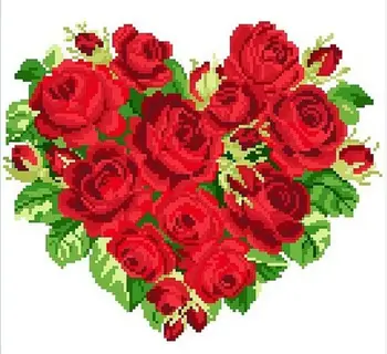 Вышивка Посылка Заводской Магазин Высококачественных Наборов Для Вышивания Крестом Розовое Сердце Красный Цветок Высший Сорт