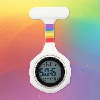 Гордость ЛГБТ радуга Силиконовые Цифровые Часы медсестры Брелок Карманный подарок для медсестер Брошь Для Часов На Лацкане Медицинская Медсестра Кварцевые часы Доктор