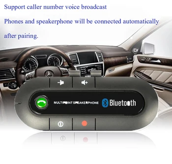Горячая Продажа Беспроводной громкой связи Автомобильный комплект Bluetooth 4.1 Солнцезащитный козырек Bluetooth динамик Громкая связь MP3 музыкальный плеер автомобильное зарядное устройство