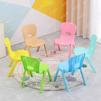 Детские стулья, стульчики для детского сада со спинкой, утолщенные скамейки, детские обеденные стулья, пластик глянцевый, табуретки для домашнего обучения