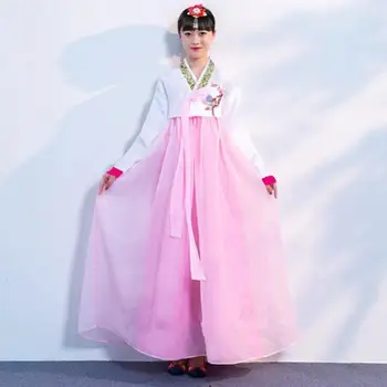 Детский корейский костюм Ханбок, Платье для национальных танцев для девочек, Южнокорейская Винтажная одежда для Косплея Ханбок для восточных меньшинств