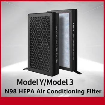 Для Tesla Модель 3 Y Аксессуары Воздушный Фильтр HEPA N98 Замена Воздуха с активированным углем Салонные Воздушные Фильтры 2017-2021 2 шт.