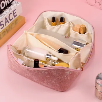 Женская кожаная косметичка-органайзер для макияжа, дорожная сумка для туалетных принадлежностей в ванной комнате, косметичка большой емкости, набор для хранения предметов