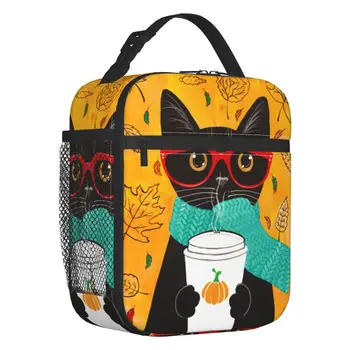 Женская сумка для ланча с утепленной сумкой Artist Black Cat, герметичная, осенняя, в виде тыквы, термоохладитель для кофе, коробка для ланча, Офисная, школьная
