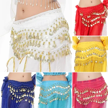 Женская юбка-цепочка на талию, пояс для танца живота, одежда, шарф, аксессуары, модный пояс с золотыми монетами, 3 ряда
