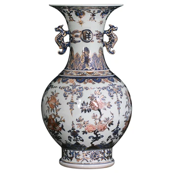 Керамическая ваза, Большое сине-белое Фарфоровое украшение, Китайский дом, гостиная, украшение для ТВ-шкафа, ремесла
