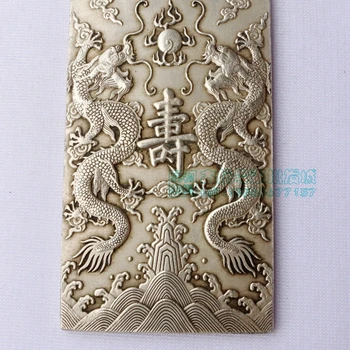 Китайский тибетский серебряный слиток тханка Фэншуй Ssangyong's celebration долголетие статуя амулет поясная бирка, подвесное металлическое изделие ручной работы