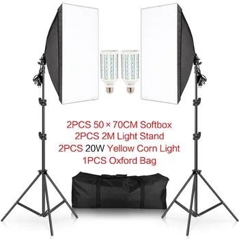 Комплект освещения для софтбокса Размером 50x70 см, система непрерывного освещения С 2-метровым штативом, фотографические лампы 5500K, оборудование для фотостудии