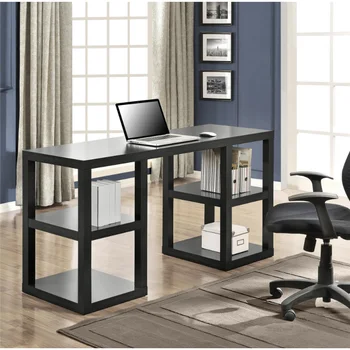 Компьютерный стол с двойным пьедесталом, черный офисный стол, Офисные столы, Офисная мебель
