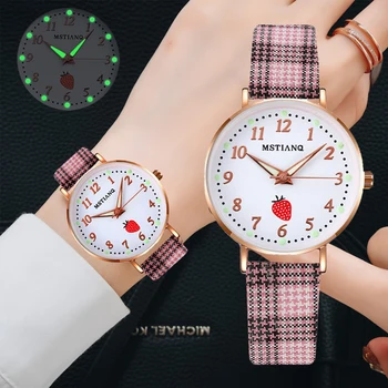 Красивые поп-часы Простые винтажные Маленькие женские часы С кожаным ремешком Повседневные спортивные Наручные часы Платье Женские часы Ladie Watch