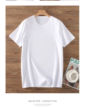 Летняя новая футболка из 100% хлопка с круглым вырезом и коротким рукавом, Универсальный Свободный шелковый хлопковый Модный однотонный топ