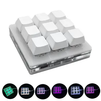 Мини-белая механическая клавиатура с 9 клавишами, проводная игровая клавиатура Usb, клавиши клавиатуры, Макро Настраиваемый ярлык, программируемый Z0m8