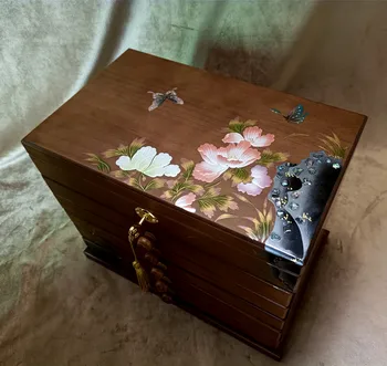 Многослойная шкатулка для ювелирных изделий в китайском стиле в стиле ретро, ящик для хранения из массива дерева, шкатулка для ювелирных изделий ручной работы под старину