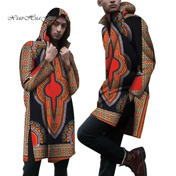 Модное Мужское Длинное Пальто в Традиционном африканском стиле, Пальто с принтом Дашики, Африканская Одежда для Мужчин, Длинный Топ, Куртка Bazin Riche, WYN858