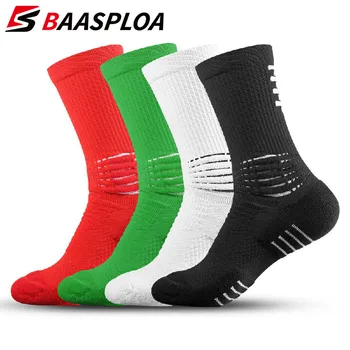 Мужские Футбольные носки Противоскользящие Дышащие Профессиональные Однотонные Хлопчатобумажные Носки для фитнеса на открытом воздухе, Велосипедные носки Baasploa 2021