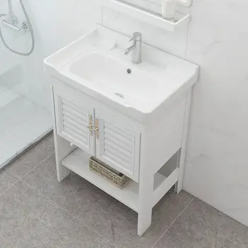 Напольный шкаф для умывальника комбинированное пространство алюминиевый умывальник для ванной комнаты маленький шкаф для ванной комнаты простой умывальник.