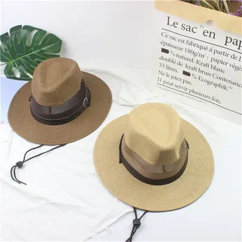 Новая мужская шляпа от солнца, модная летняя повседневная пляжная соломенная шляпа джаз-бэнда, Ковбойская фетровая шляпа, Бандитская кепка