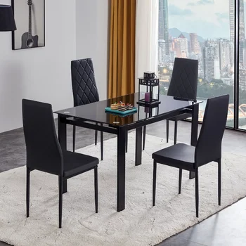 Обеденный стол Mayin из 5 предметов для стола высотой 4, 29,5 дюйма, черный