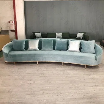 Однообразный диван из ткани на основе чистой меди, современный минималистичный тканевый диван для гостиной виллы
