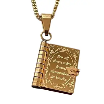 Ожерелье с медальоном в виде книги, ювелирная книга в форме дневника, Не выцветающее ожерелье для женщин, подвеска-конверт в виде книги с цепочкой и застежкой, уникальная