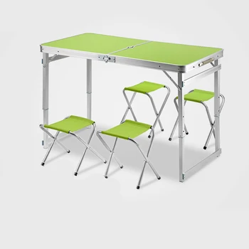 Открытый складной стол с поднятым отверстием для зонтика Многофункциональный Настольный светильник Переносной стол и набор стульев Обеденный стол для барбекю в кемпинге