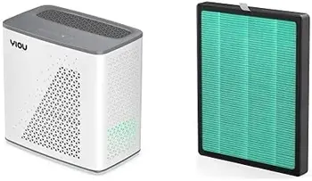 Очиститель воздуха серого цвета и сменный фильтр Air Purifier R1 темно-зеленого цвета